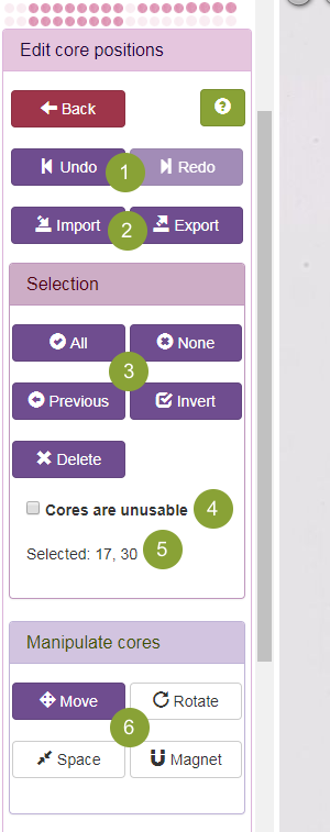 Edit Core Positions Edit Core Positions